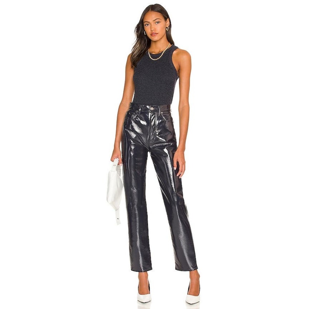 AGOLDE Recycled Leather 90's Pinch Waist Black Patent / Size 31